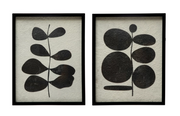 Wood Framed Glass Wall Décor w/ Abstract Botanical, Black & White, 2 Styles