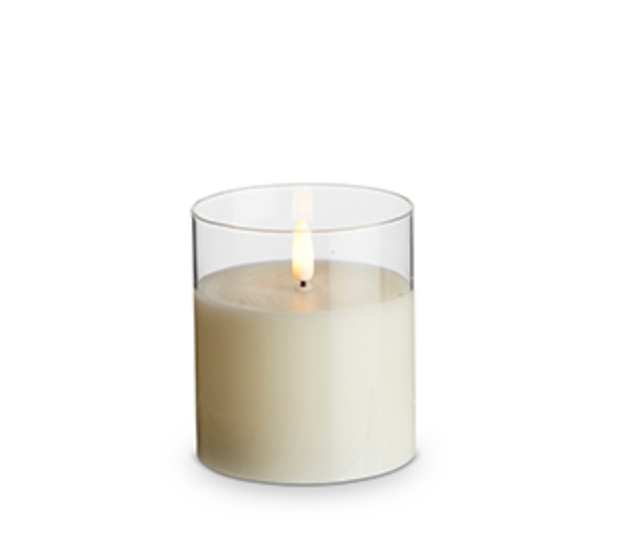 3.5" x 4" Clear Glass Ivory Pillar Candle
