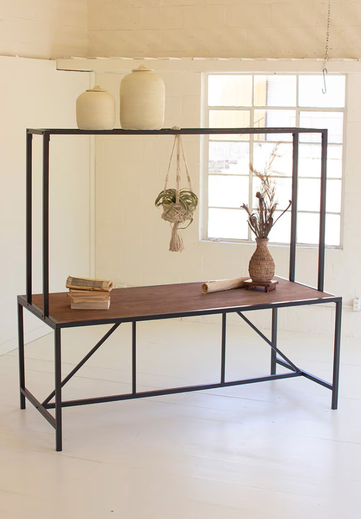 Metal and Wood Store Display Table with Wire Grid Top – Shop Holland House