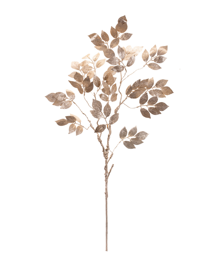 Glittered Gold Leaf Spray