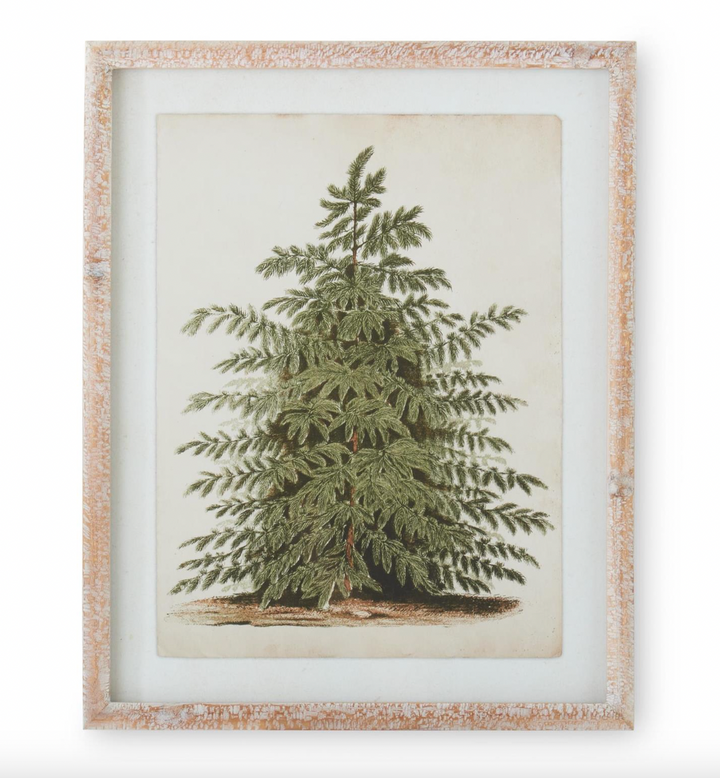 pine tree artwork print with wooden frame