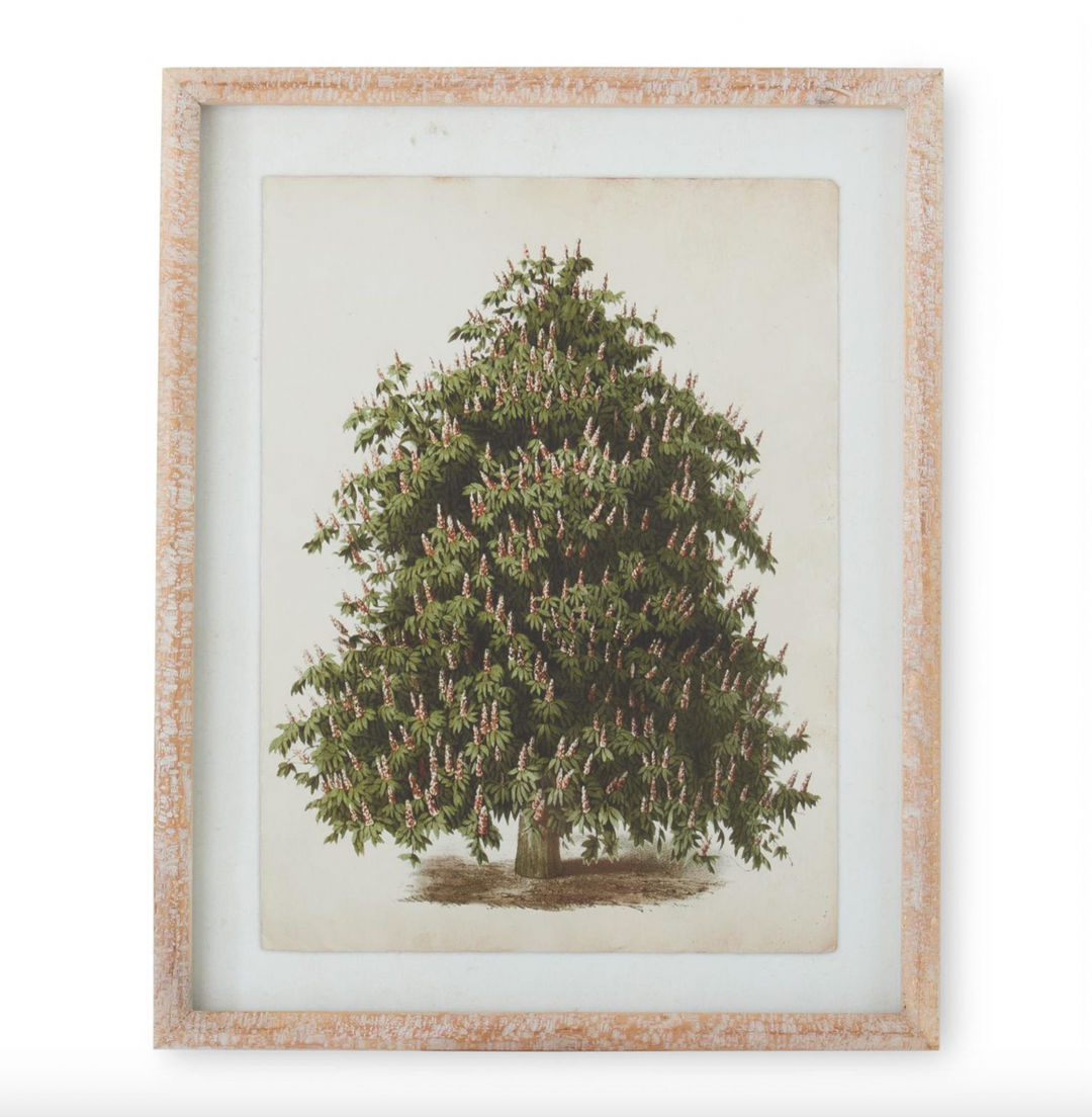 pine tree artwork print with wooden frame