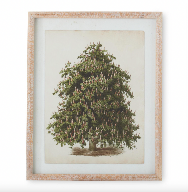 pine tree artwork print with wooden frame
