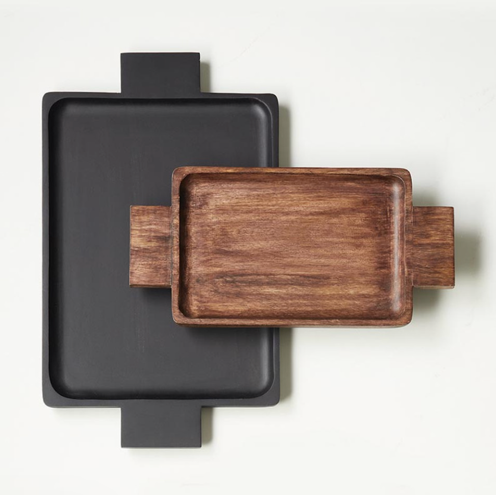 Black Wood Serving Tray With Handles - Thumbnail 5