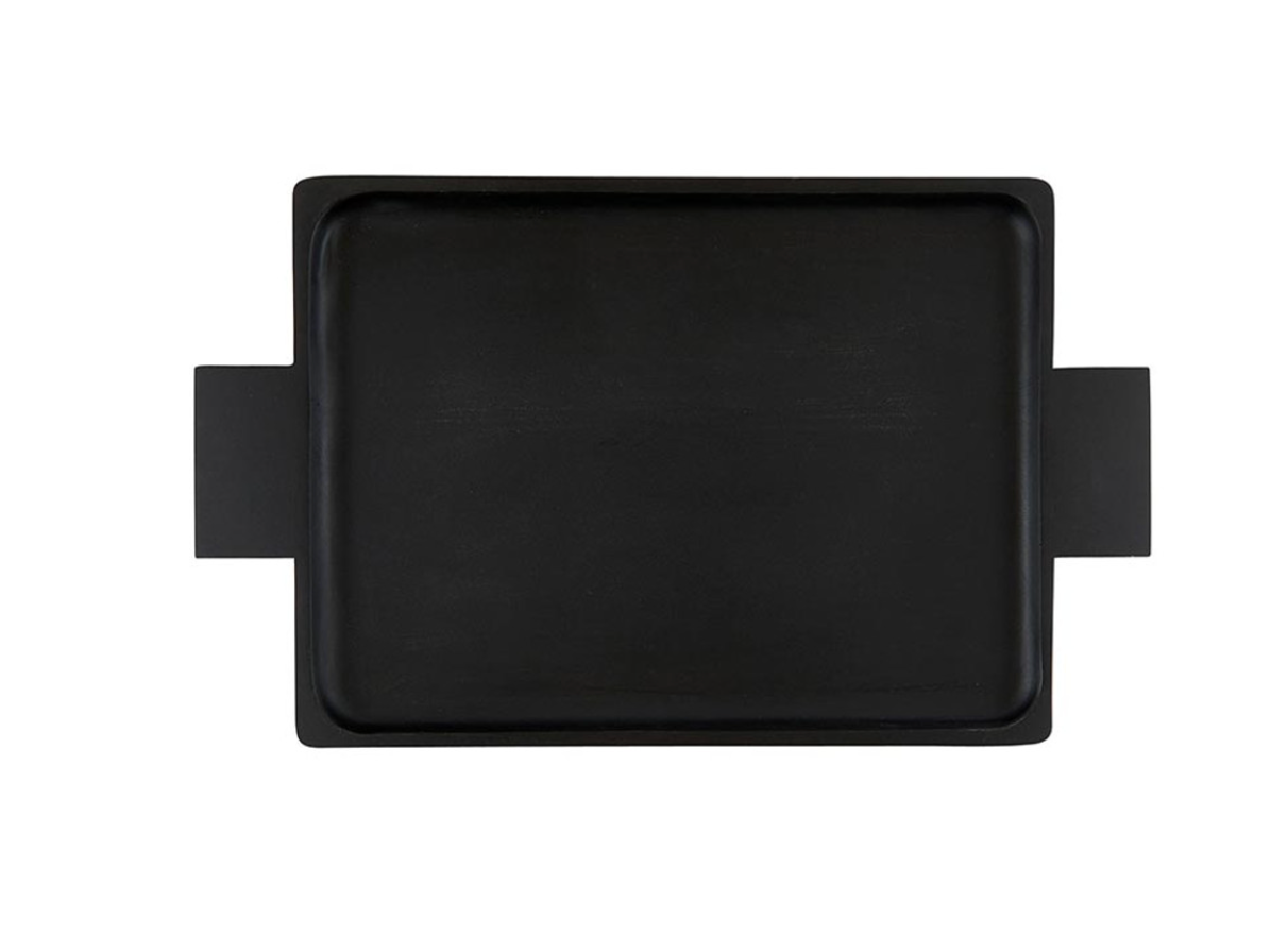 Black Wood Serving Tray With Handles - Thumbnail 3