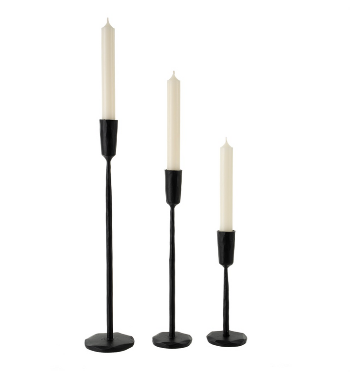 Black Luna Forged Iron Candlestick