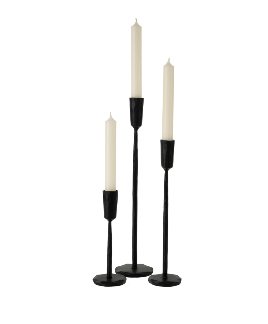 Black Luna Forged Iron Candlestick