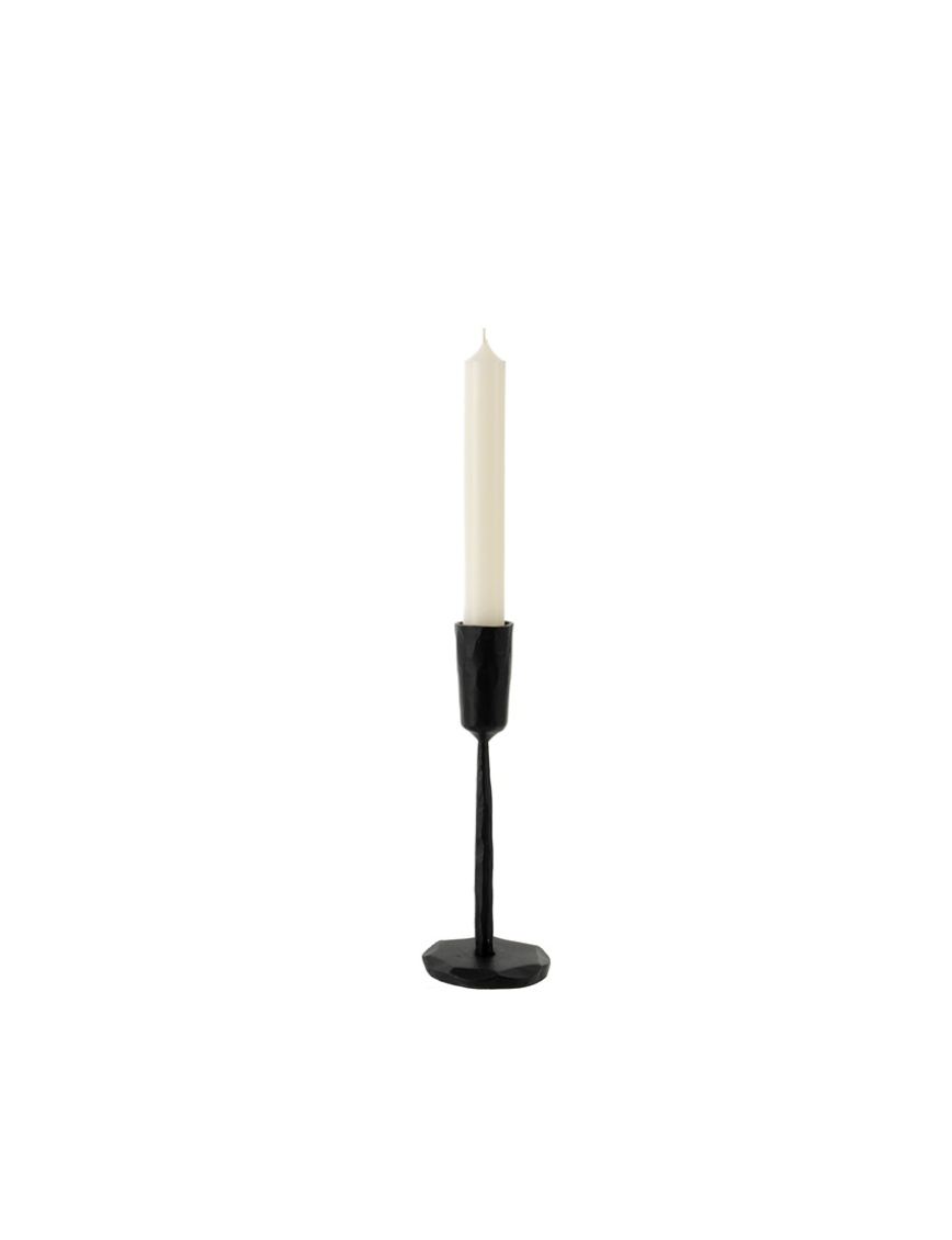 Black Luna Forged Iron Candlestick