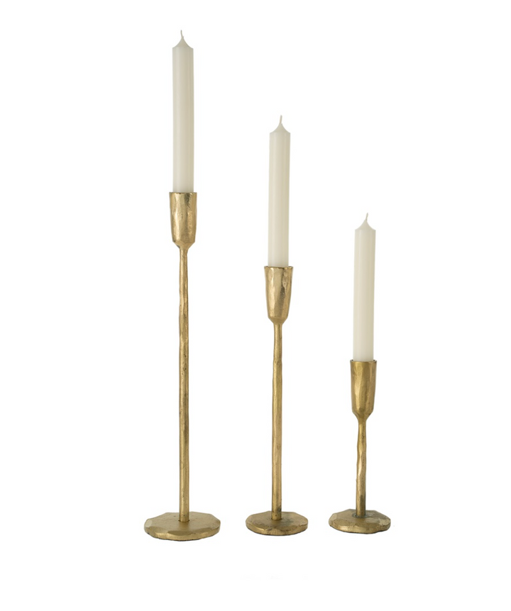 Gold Luna Forged Iron Candlestick