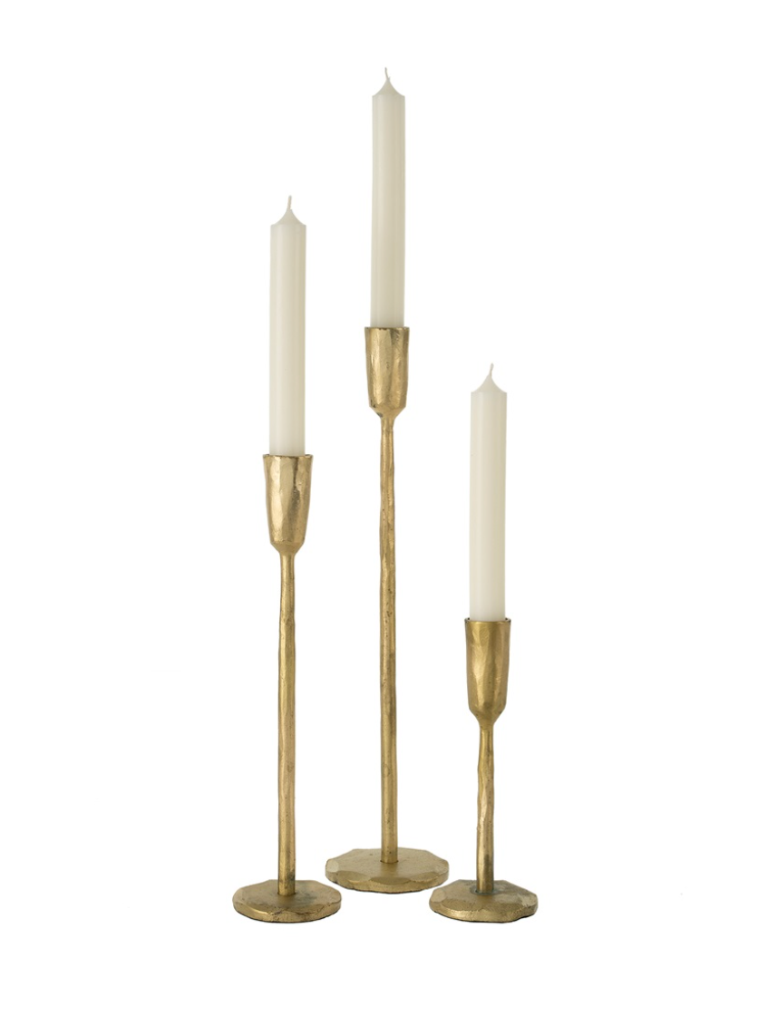 Gold Luna Forged Iron Candlestick