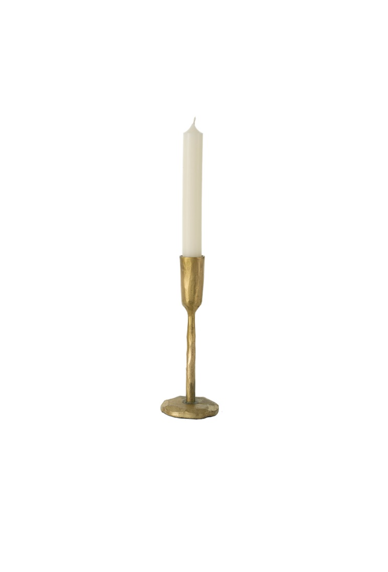 Gold Luna Forged Iron Candlestick