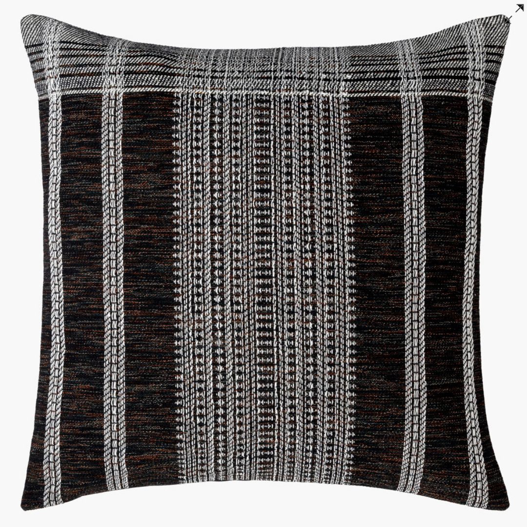 black throw pillow with stripes