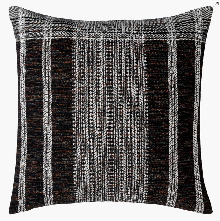 black throw pillow with stripes