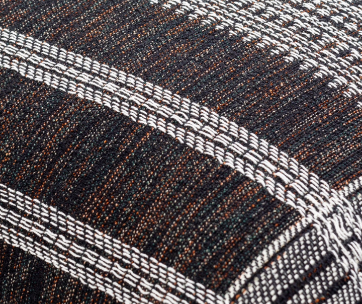 black textured throw pillow with stripes