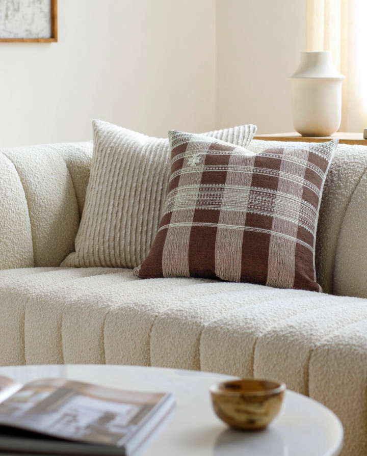 brown gingham throw pillow