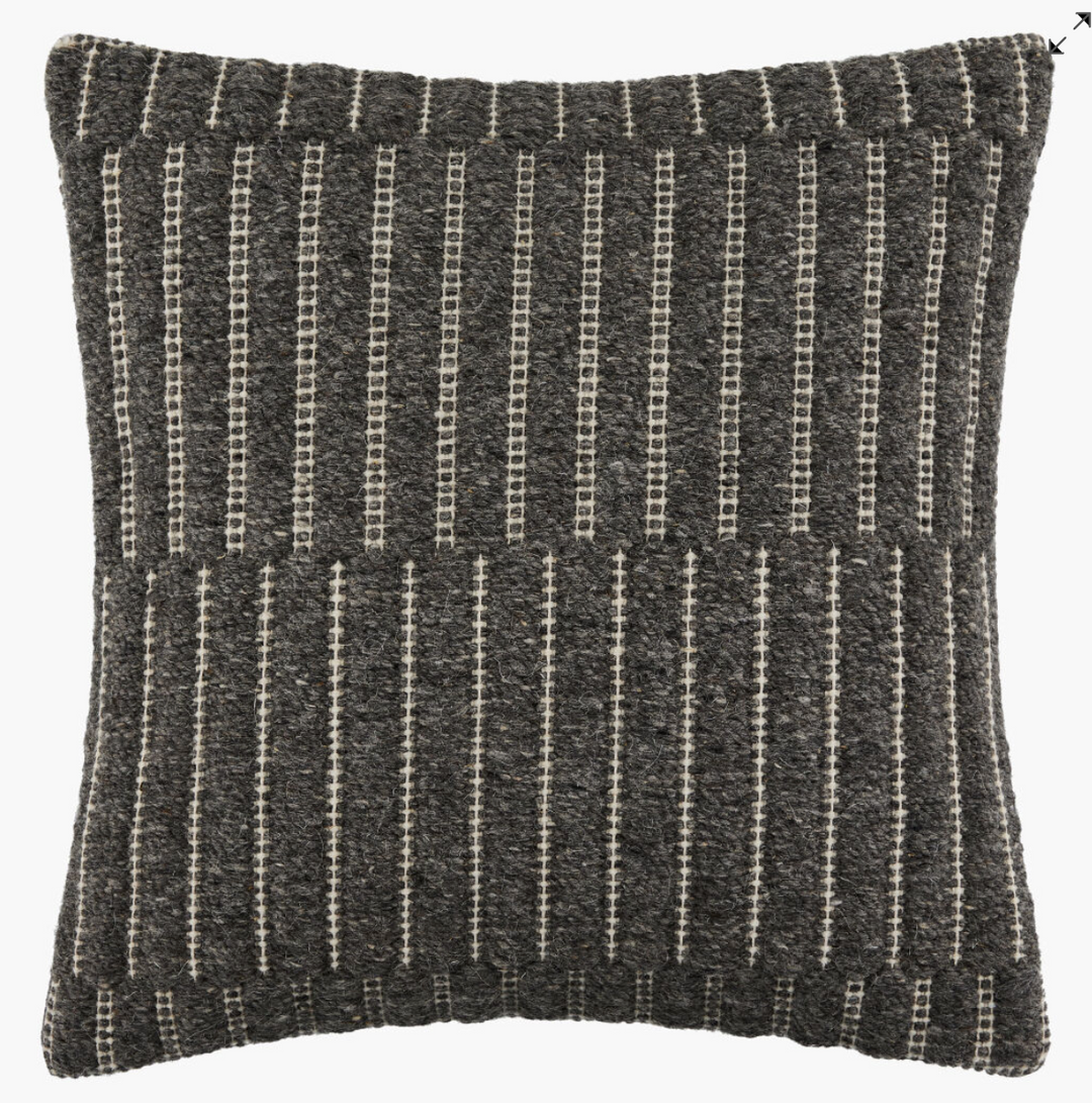grey textured throw pillow