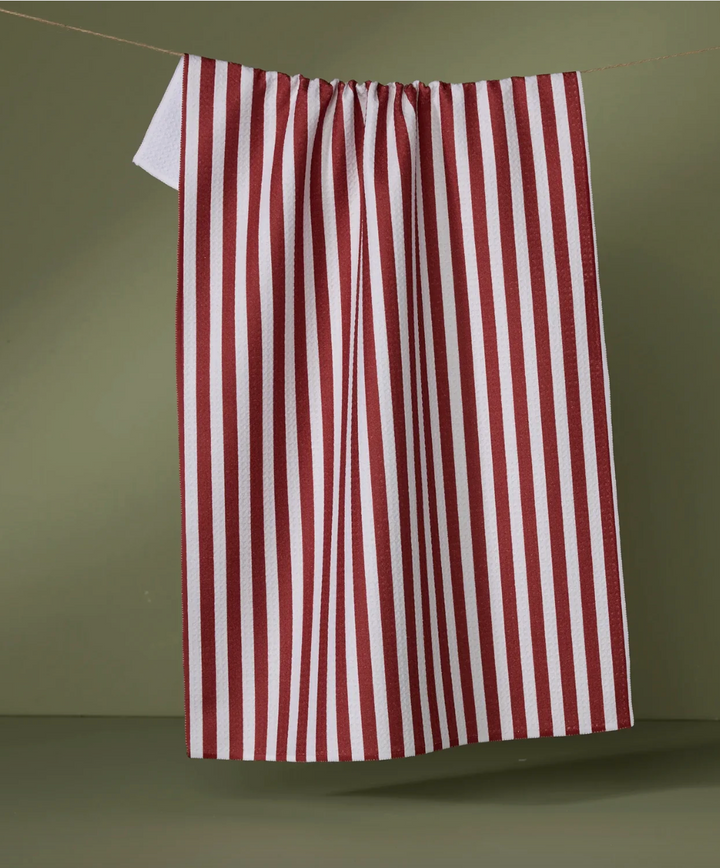 Red and white striped towel 