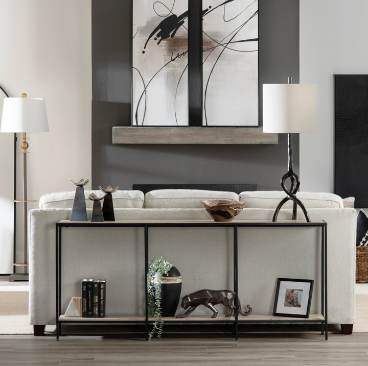 Travertine console table