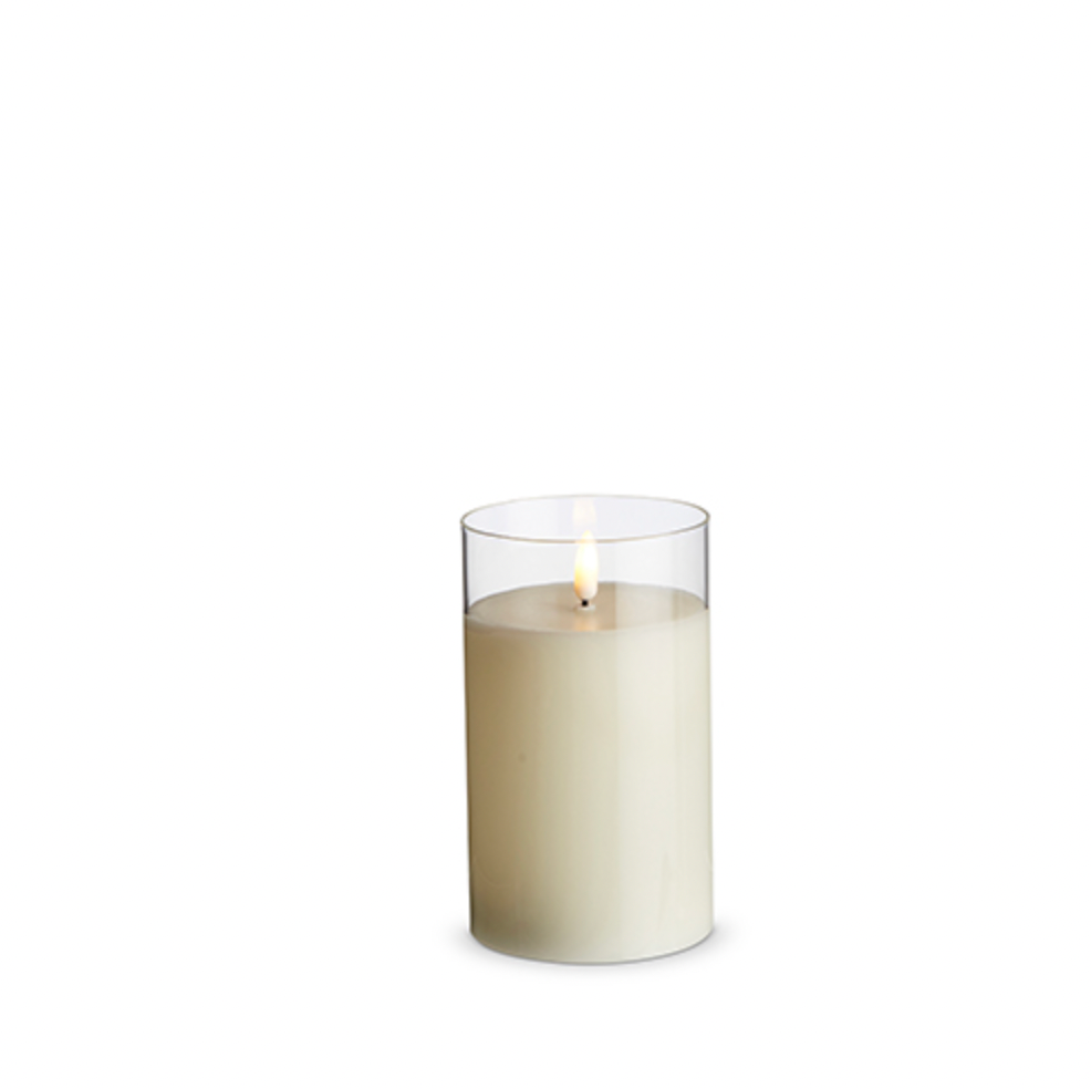 Clear Glass Ivory Pillar Candle - Thumbnail 5