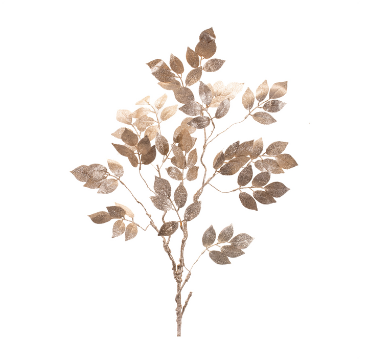 Glittered Gold Leaf Spray