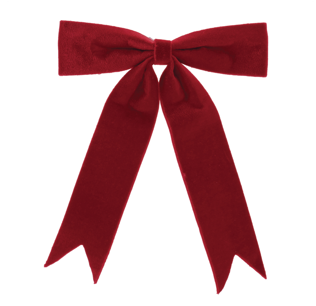 Velvet Green & Red Bow Ornaments