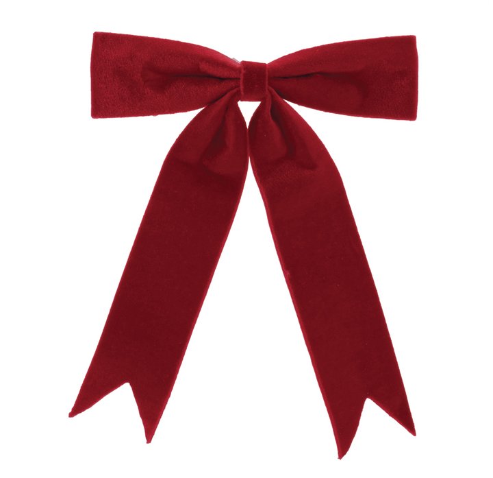 Velvet Green & Red Bow Ornaments