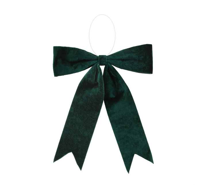 Velvet Green & Red Bow Ornaments