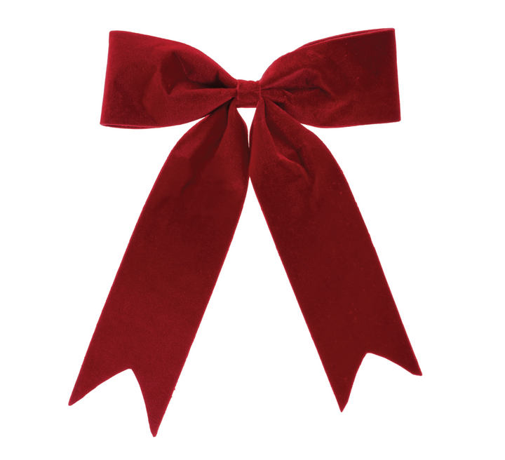 Velvet Green & Red Bow Ornaments