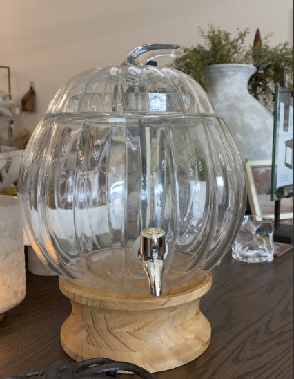 Glass Pumpkin Shaped Beverage Dispenser