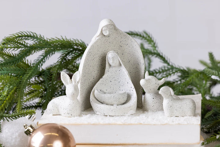white speckled resin nativity 