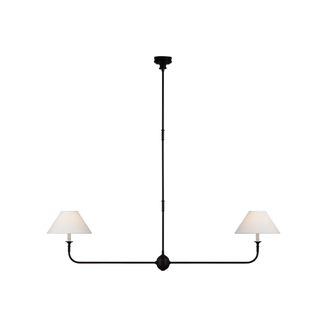 two light linear black chandelier