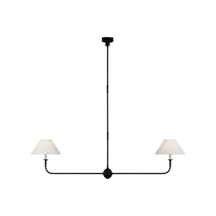 two light linear black chandelier