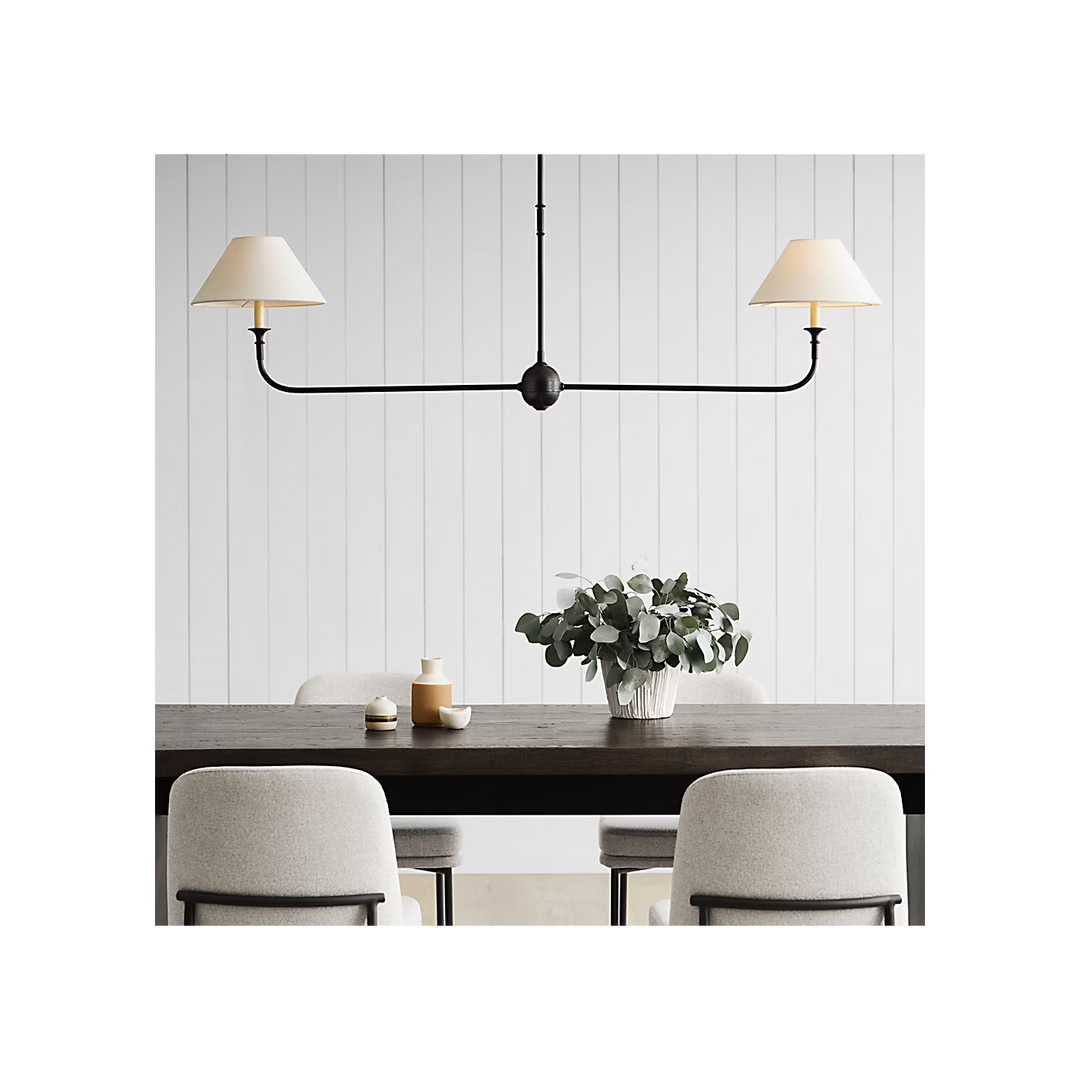 two light black linear chandelier