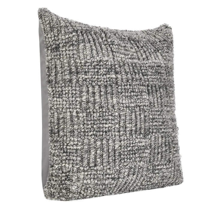 Textured gray decorative throw pillow 