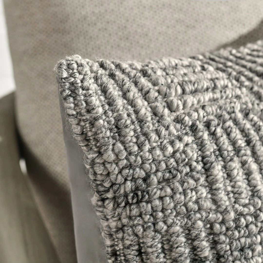 Textured gray decorative throw pillow 