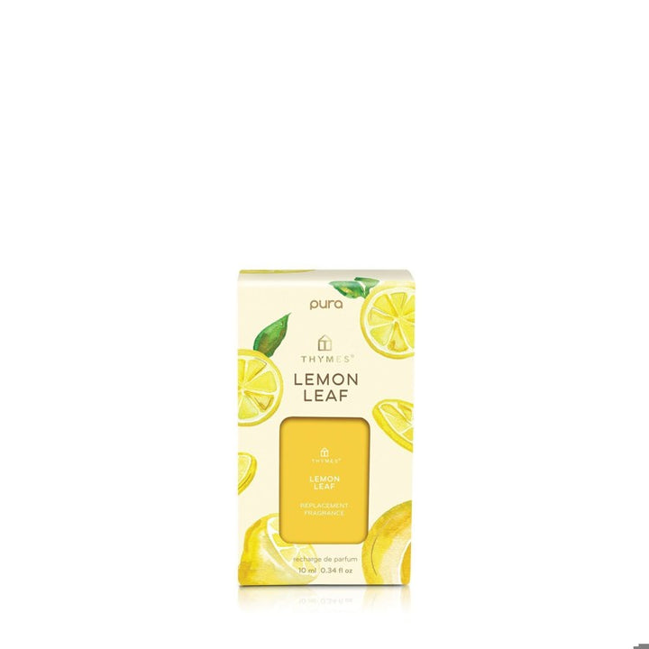 Lemon leaf pura refill packaging with 'pura' branding on a white background
