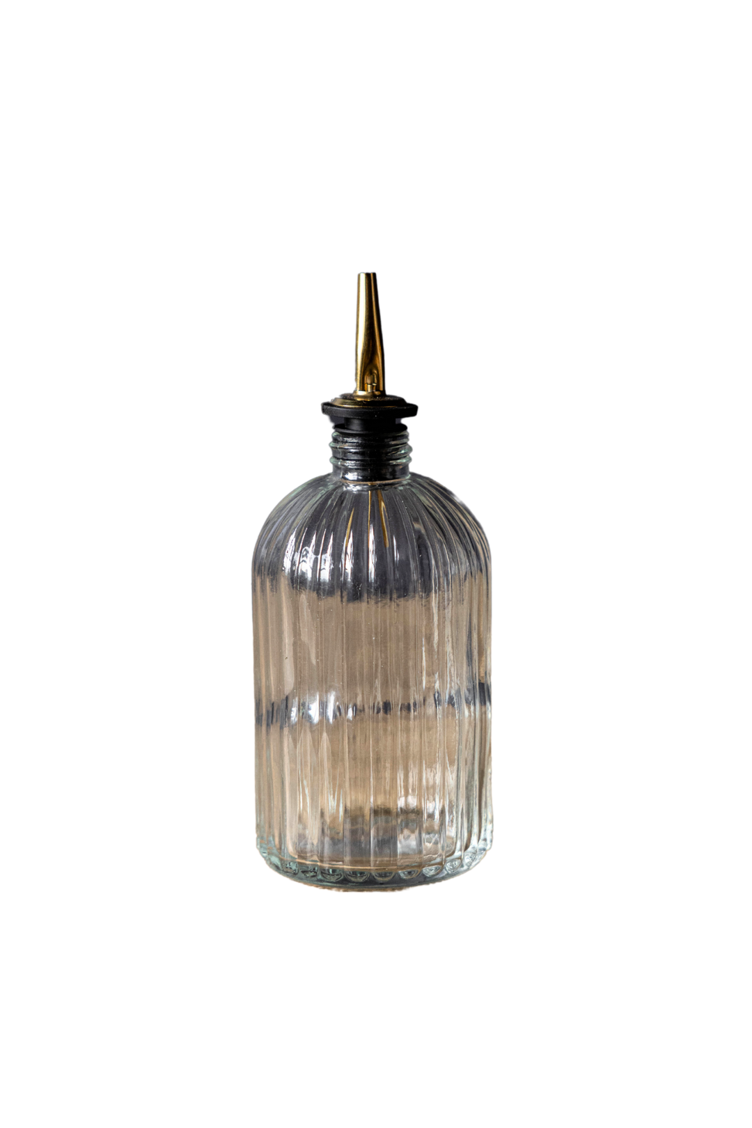 clear glass olive oil bottles with gold spout