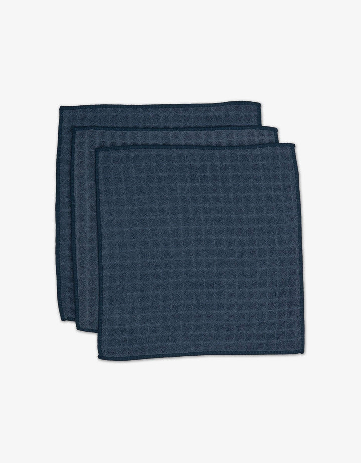 textured waffle pattern blue washcloths