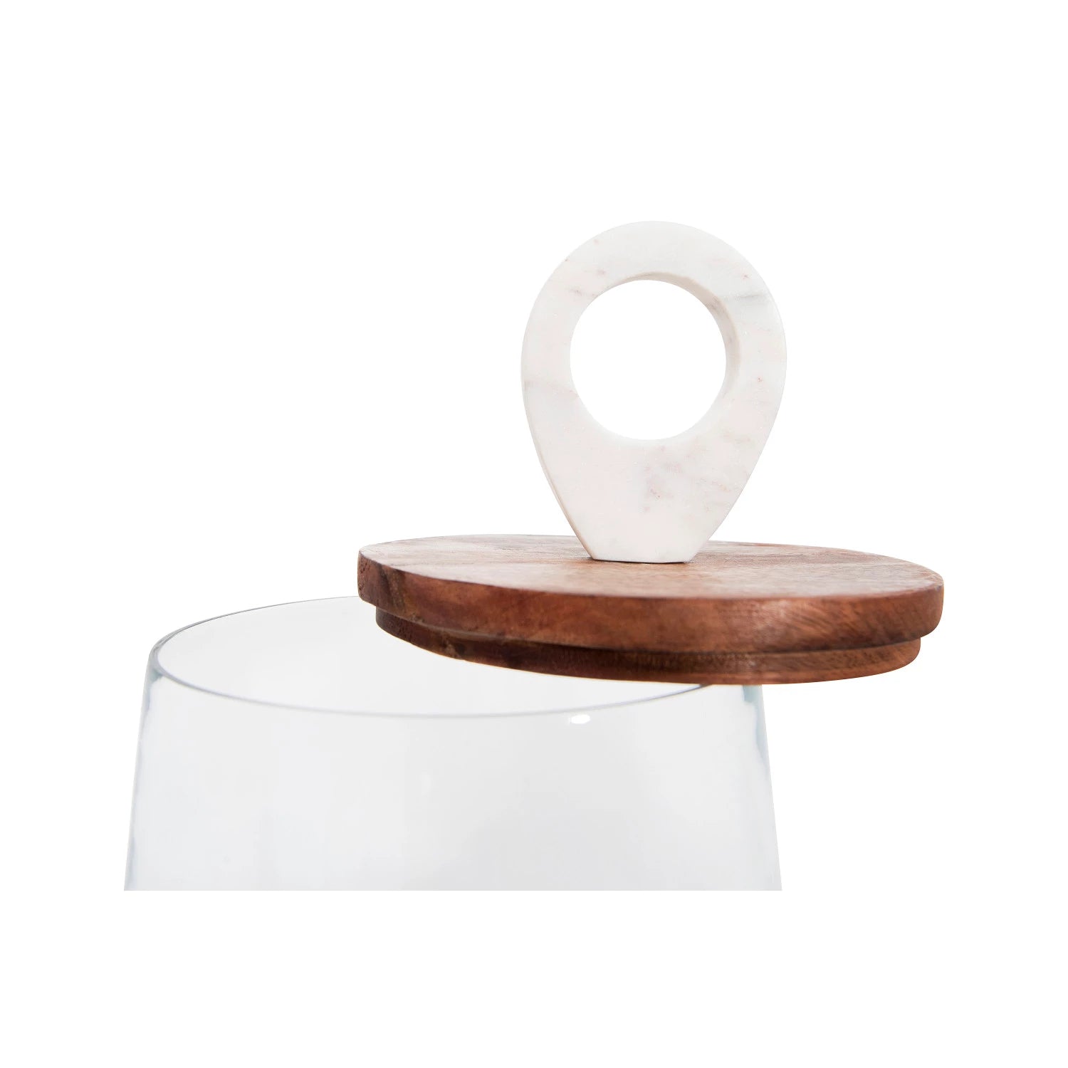 Glass Jar with Mango Wood and Marble Lid - Thumbnail 2