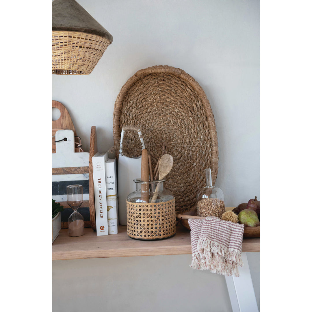 Hand-Woven Oval Trays with Handles