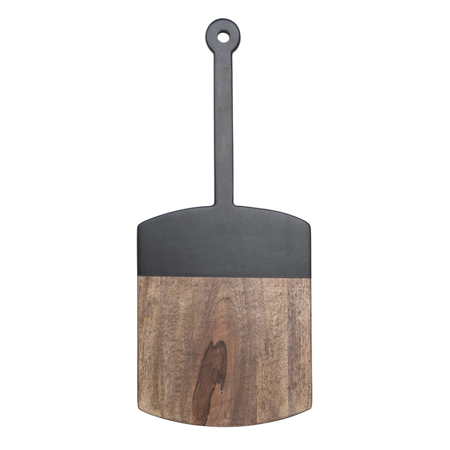 Two-Tone Mango Wood Cheese/Cutting Board w/ Handle