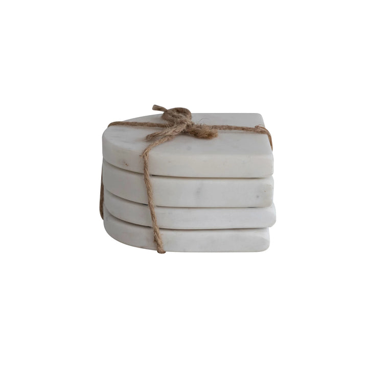 Arched Marble Coasters, White, Set of 4