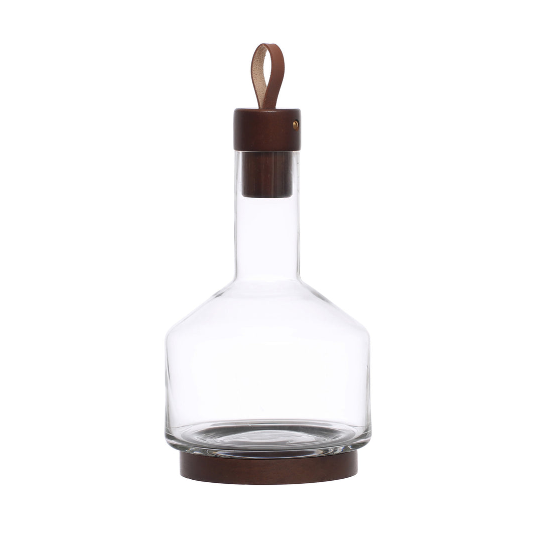 Glass Carafe with Walnut Accents