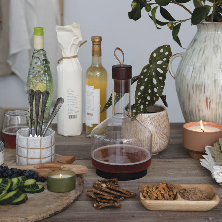 Glass Carafe with Walnut Accents
