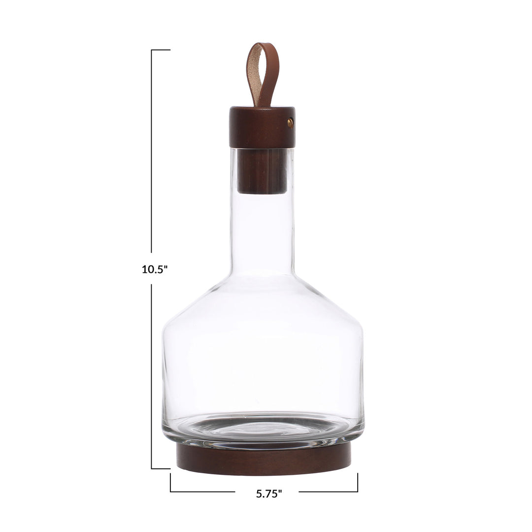 Glass Carafe with Walnut Accents