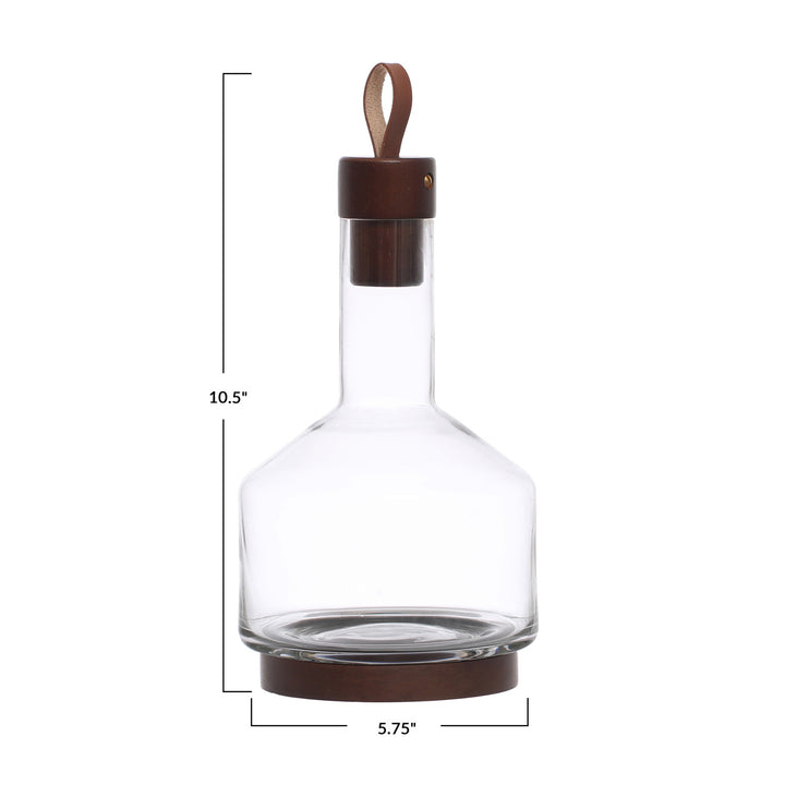 Glass Carafe with Walnut Accents