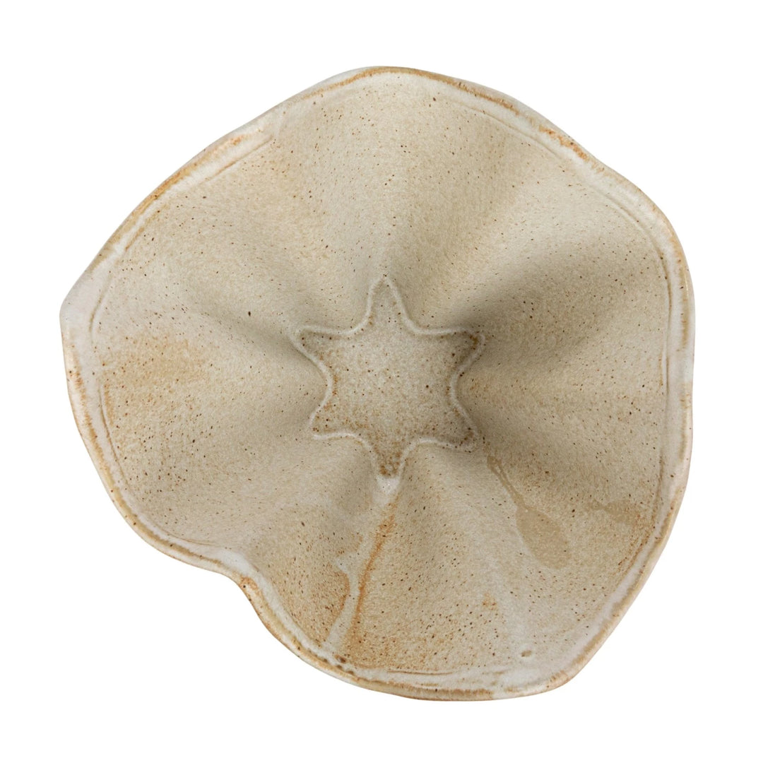 inside cream stoneware pleated bowl