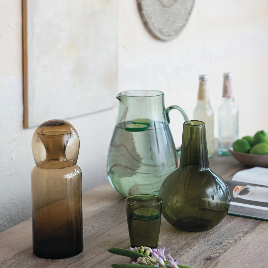 Amber Glass Carafe w/ Drinking Glass