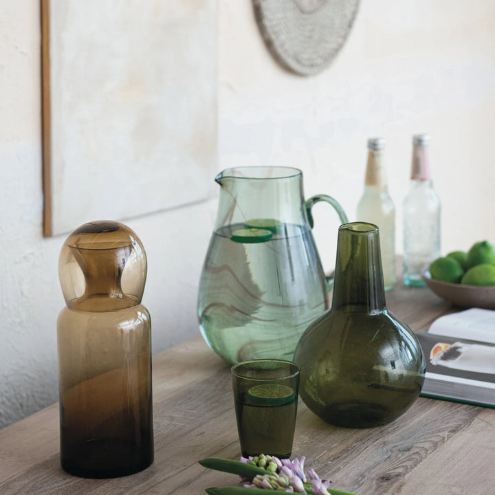 Amber Glass Carafe w/ Drinking Glass