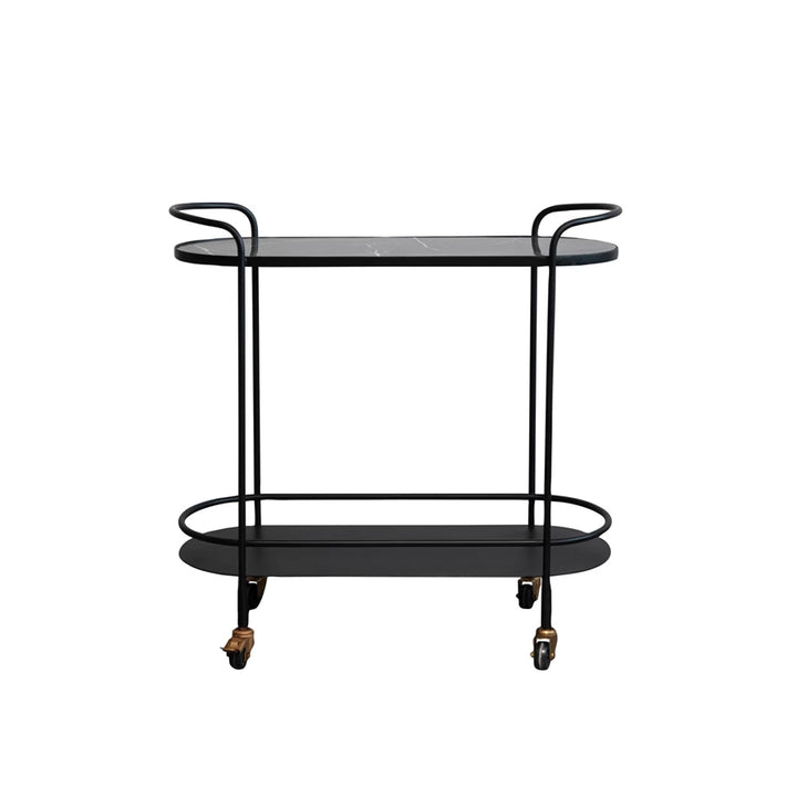 black metal and marble bar cart